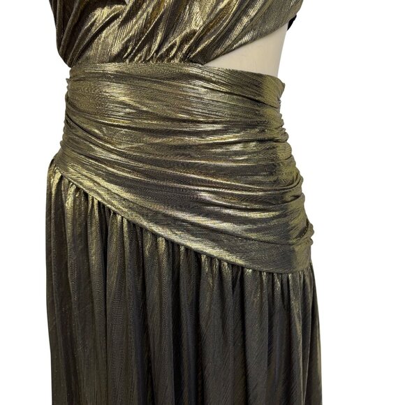 Fashion Nova Womens Gold Metallic Maxi Dress Criss-Cross Back Straps Size XS - Picture 8 of 14